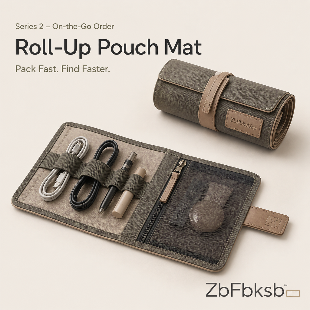ZbFbksb™ Roll-Up Pouch Mat — Compact Travel Organizer