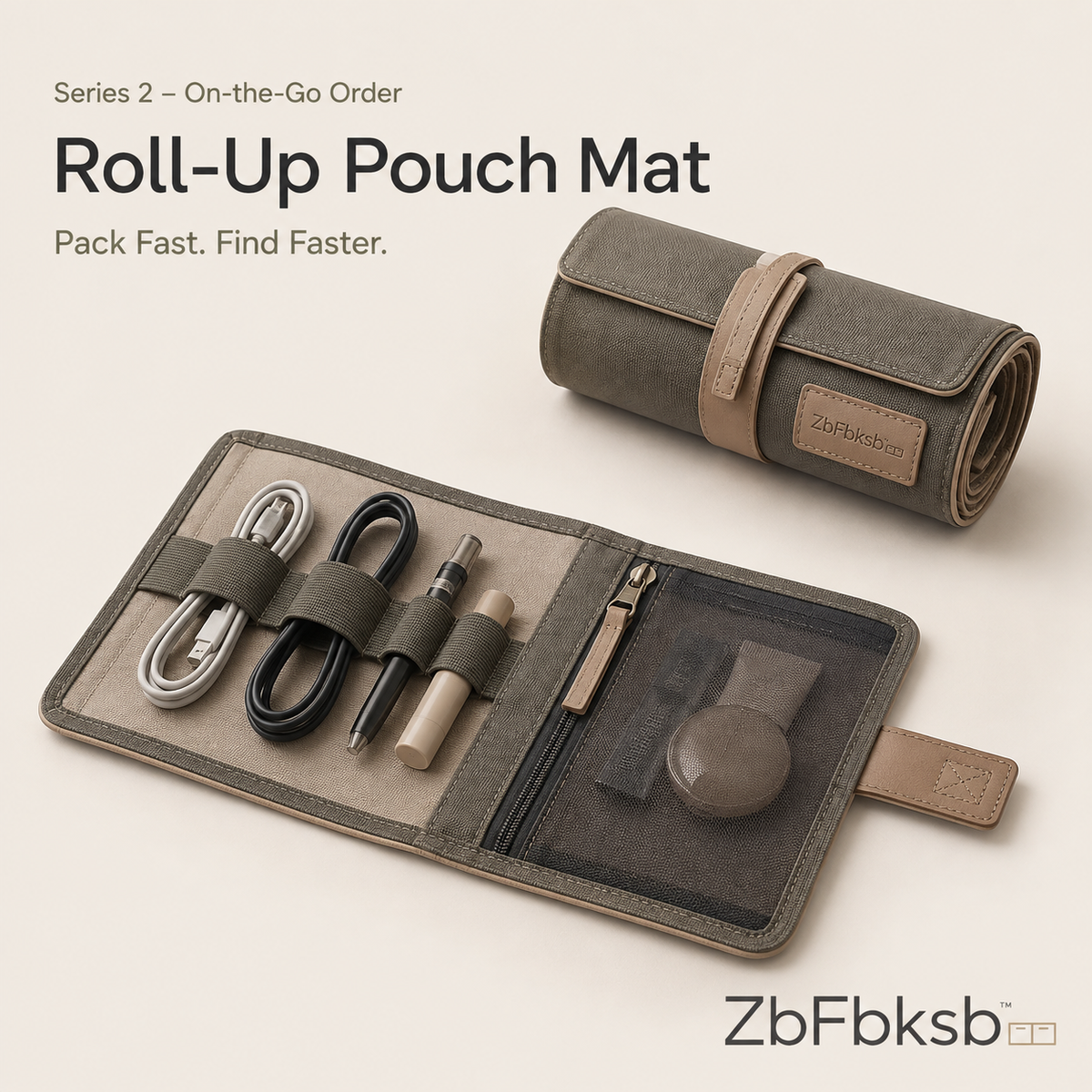 ZbFbksb™ Roll-Up Pouch Mat — Compact Travel Organizer lifestyle view