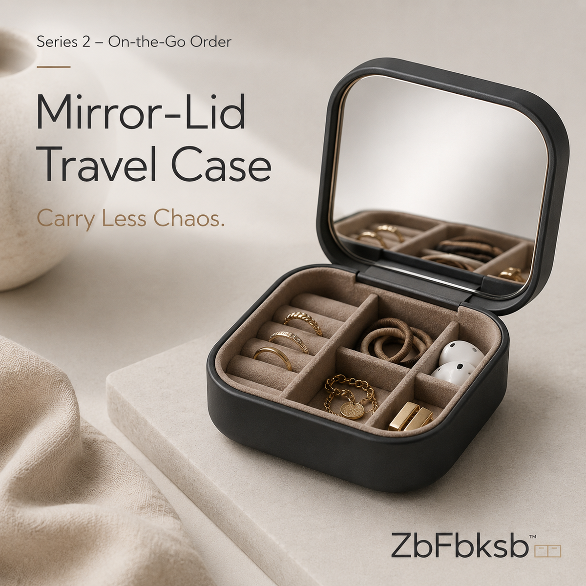 ZbFbksb™ Mirror-Lid Travel Case — Compact Jewelry Organizer lifestyle view