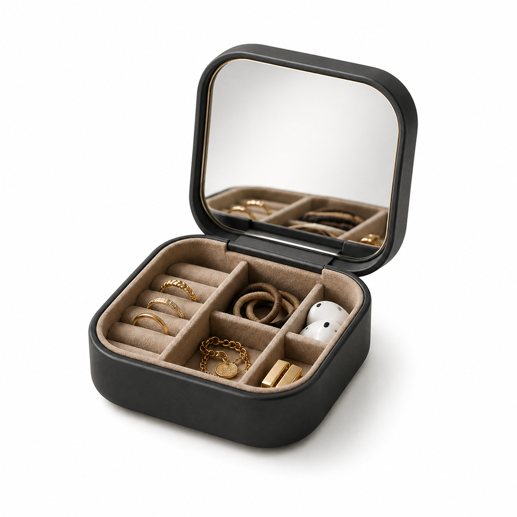 ZbFbksb™ Mirror-Lid Travel Case — Compact Jewelry Organizer