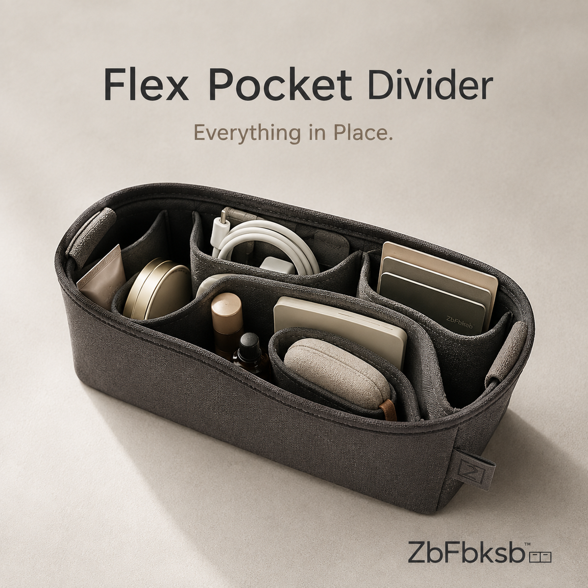ZbFbksb™ Flex Pocket Divider — Modular Bag Organizer Insert