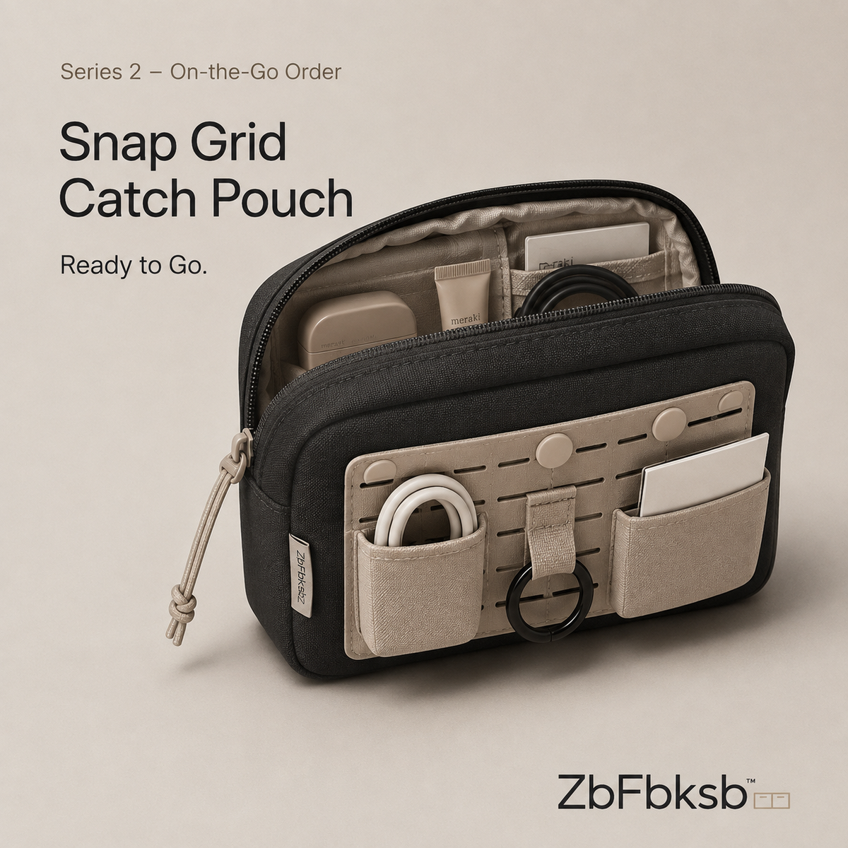 ZbFbksb™ Snap Grid Catch Pouch — Modular Everyday Organizer